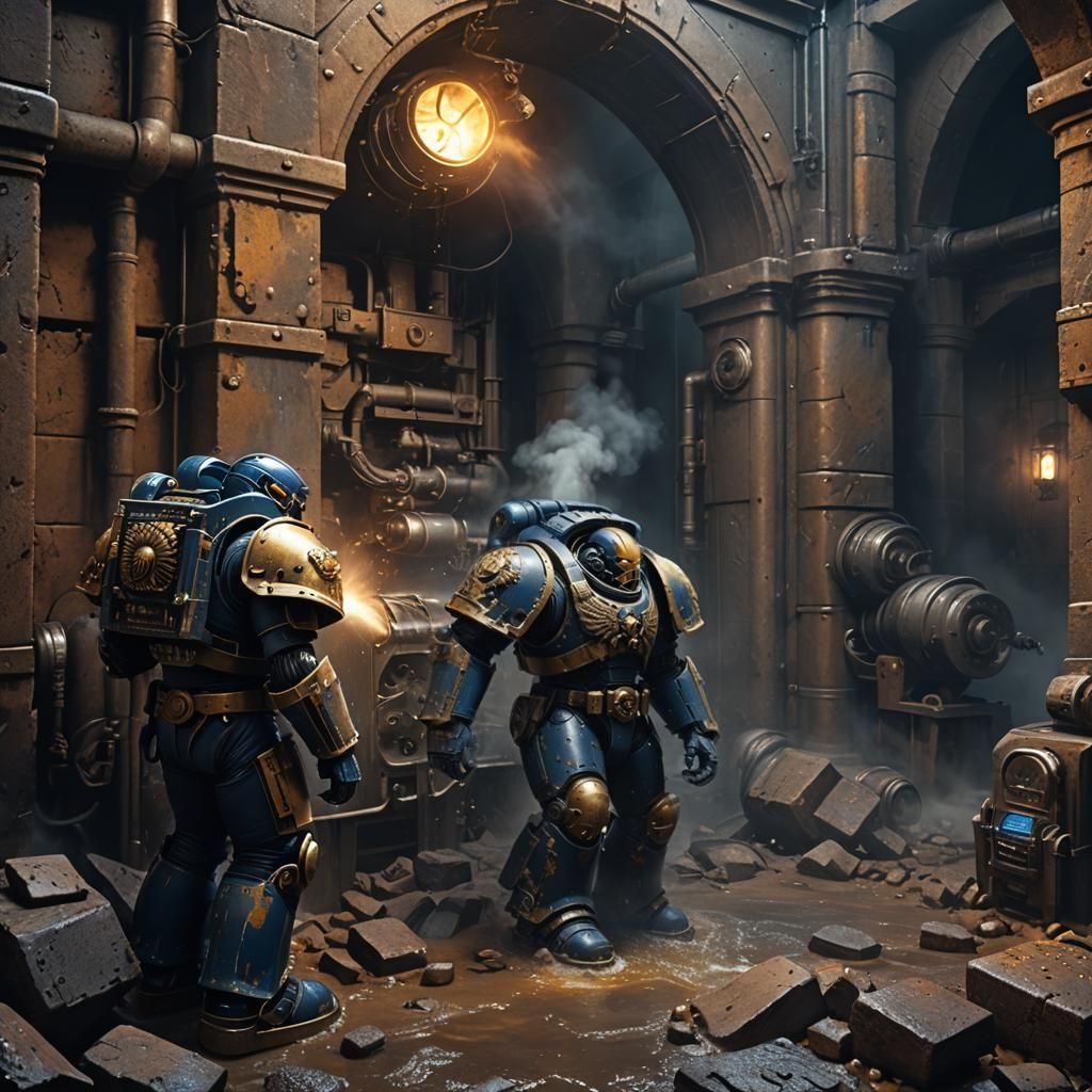 Space Marine in Ruined City: Matte Painting