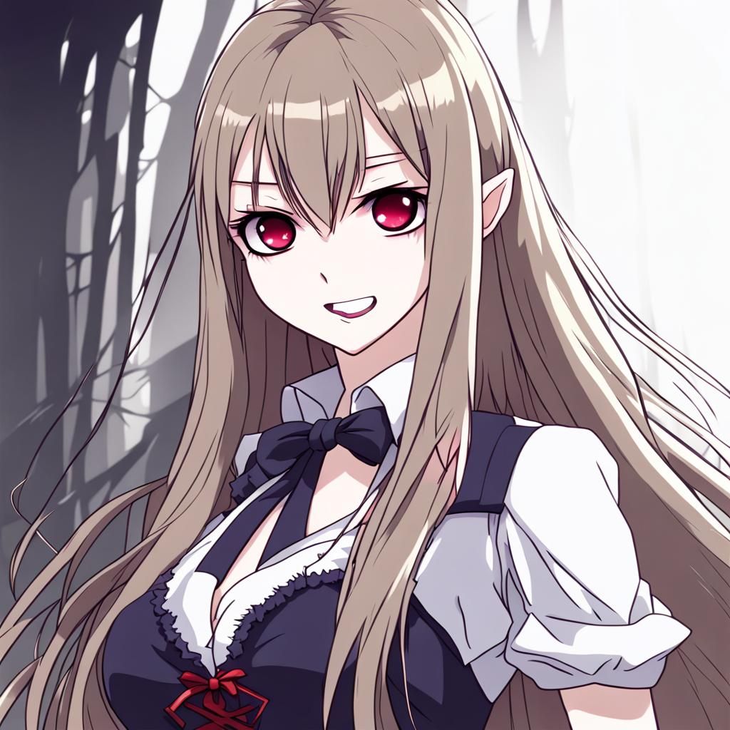 Cute Vampire Girl in Anime Style