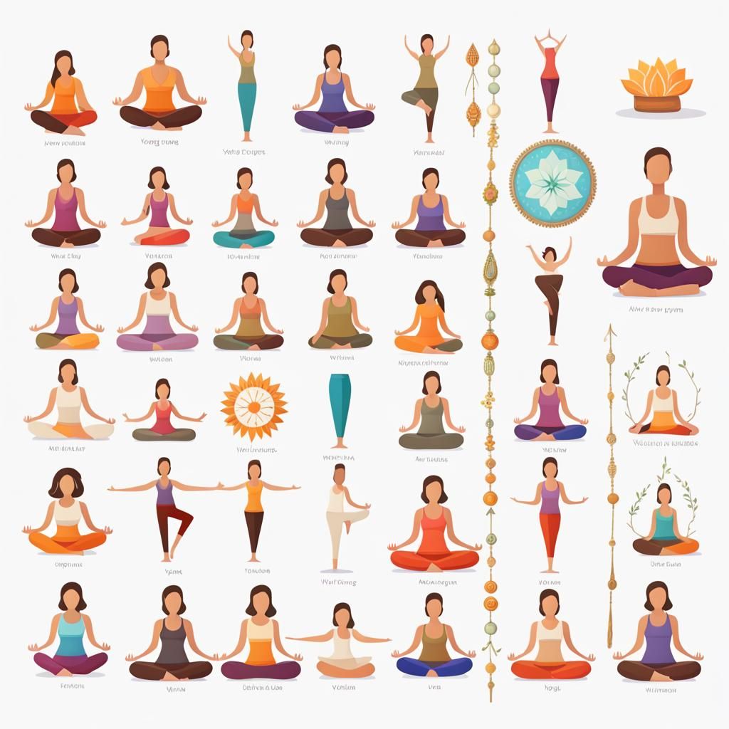 Boho Yoga UI Icons: Art Illustration Style