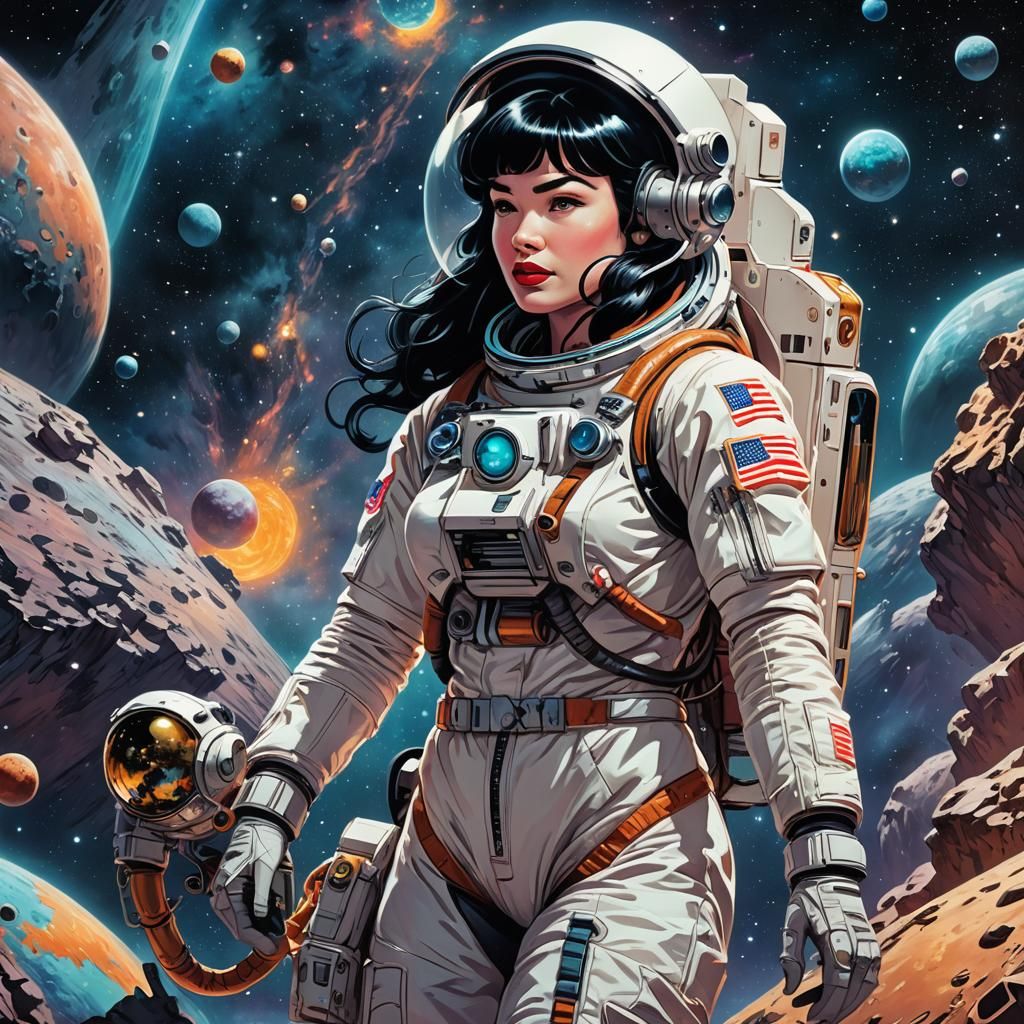 Astronaut Exploring Pluto in Manga Anime Style