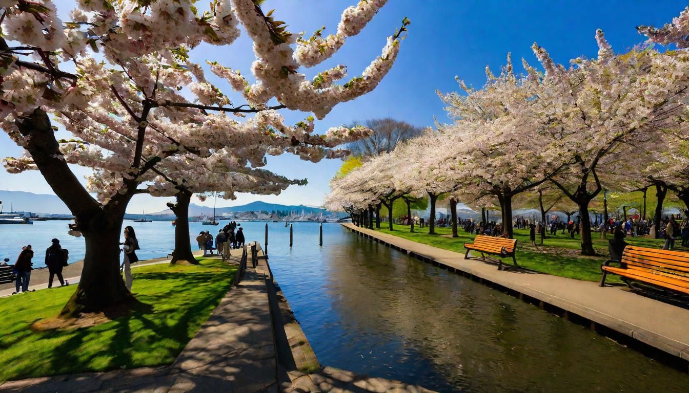 Waterfront Park Cherry Blossoms in Spring