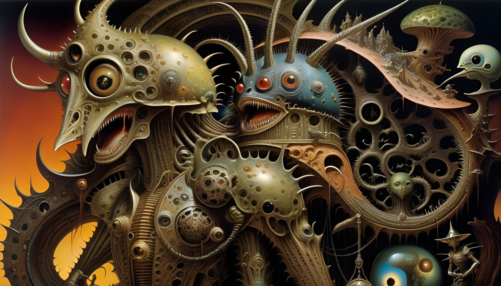 Surreal Fantasy Asylum Painting in Art Nouveau Style