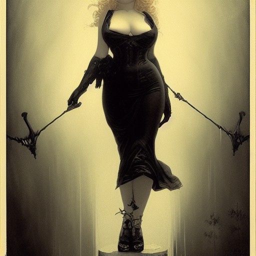 Sinister Pinup in Art Nouveau Dark Academia Style