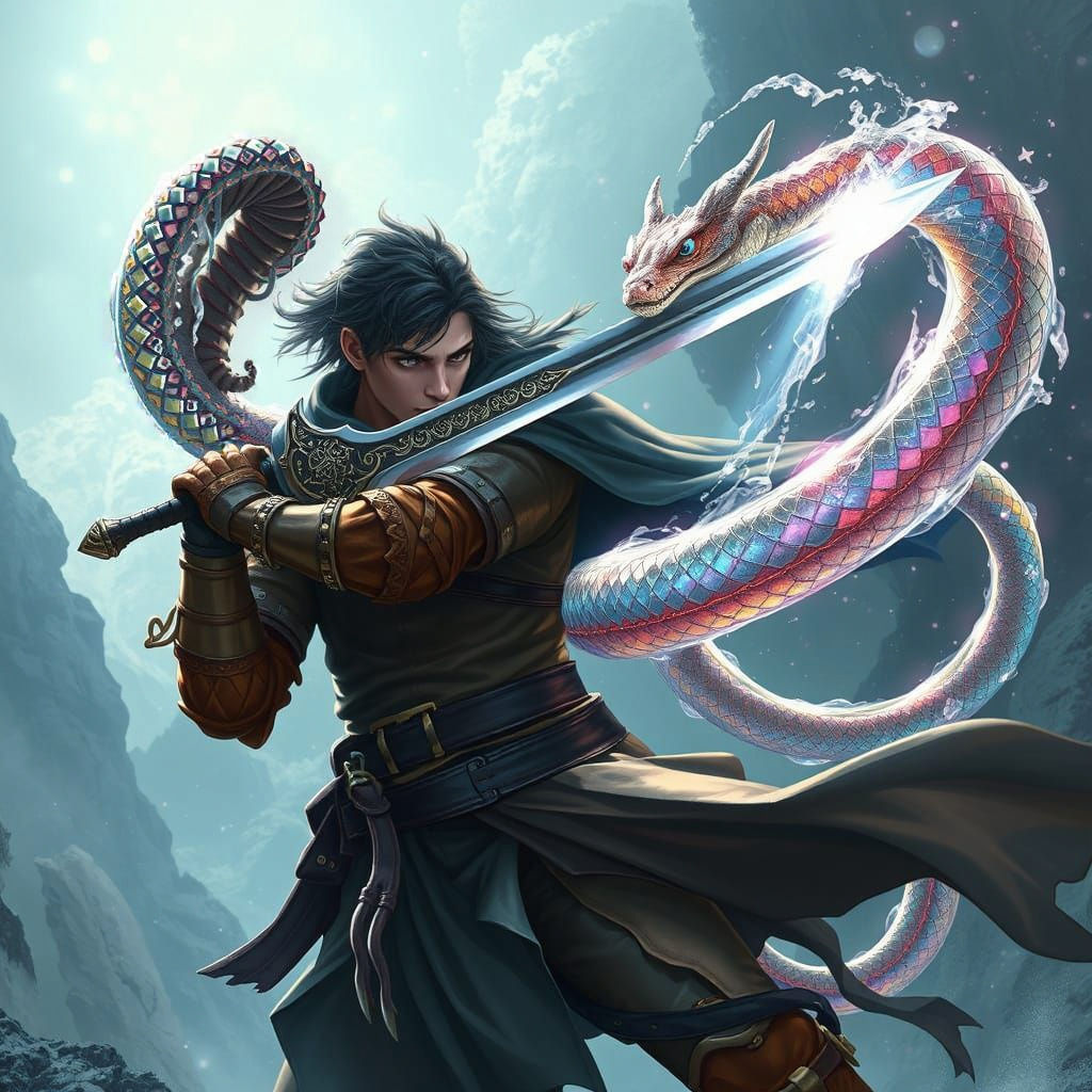 Epic Hero Wields Legendary Sword with Magical Abilities