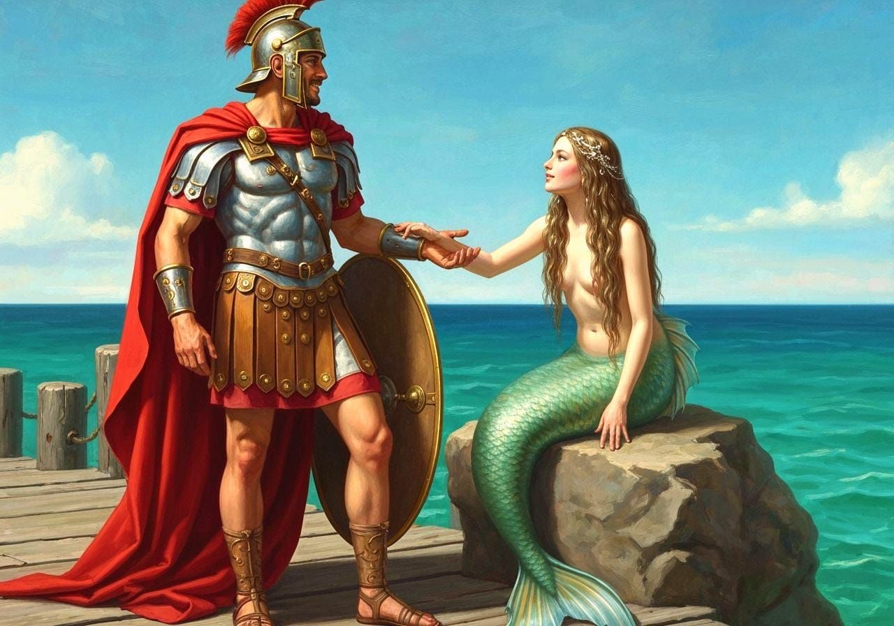 Roman Centurion and Mermaid in Love