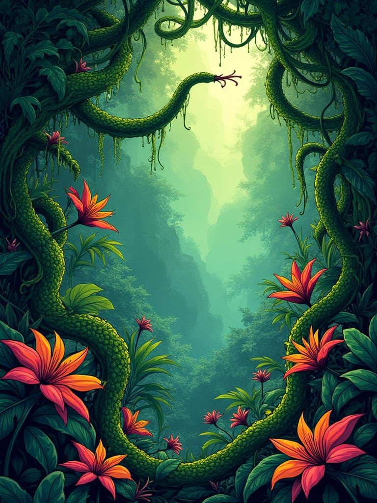 Vibrant Alien Jungle in Poison Ivy Style Poster Art