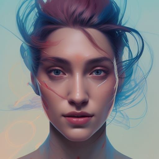 Detailed Portrait of a Venusian in Art Nouveau Style