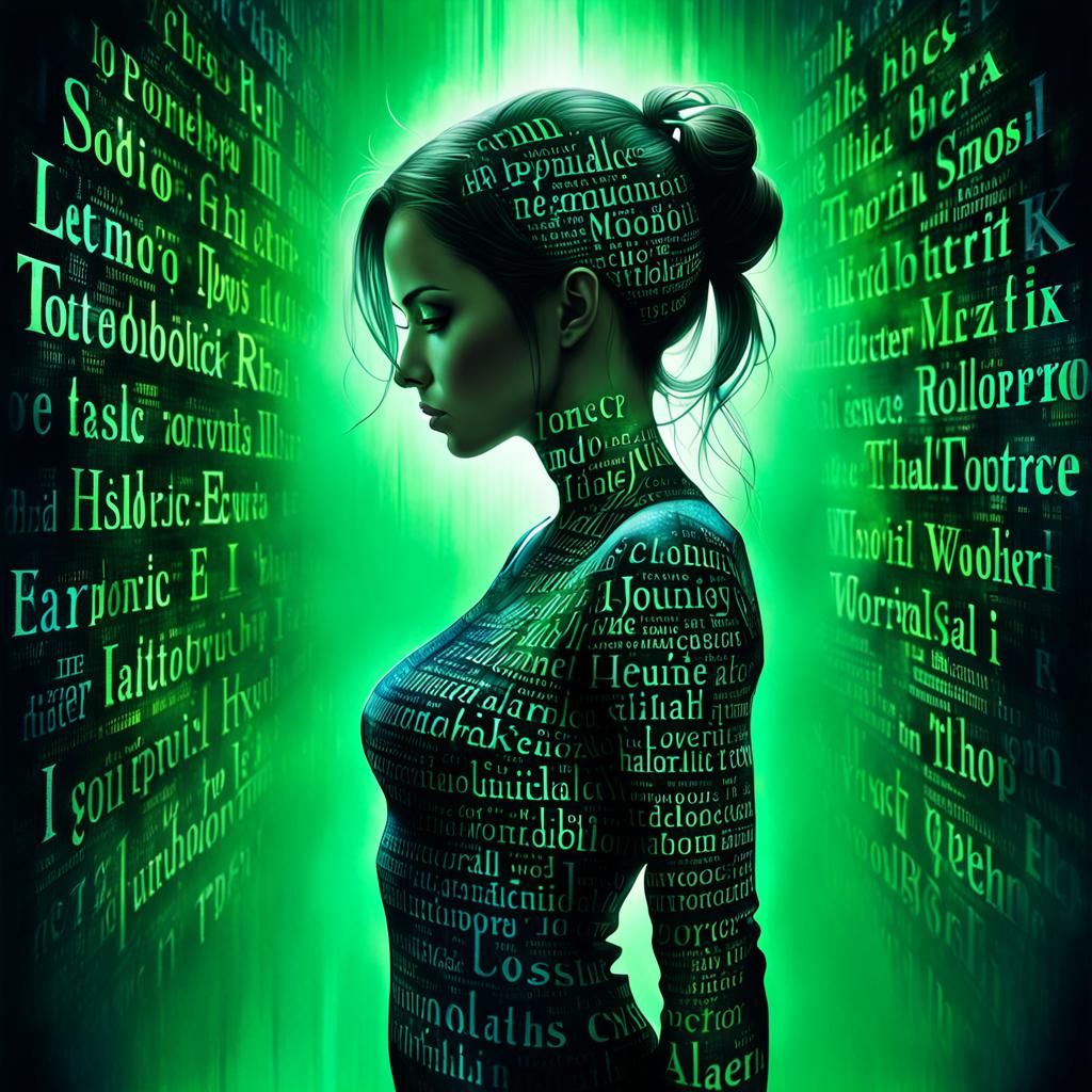 Matrix Silhouette in Watercolor Cyberpunk Style