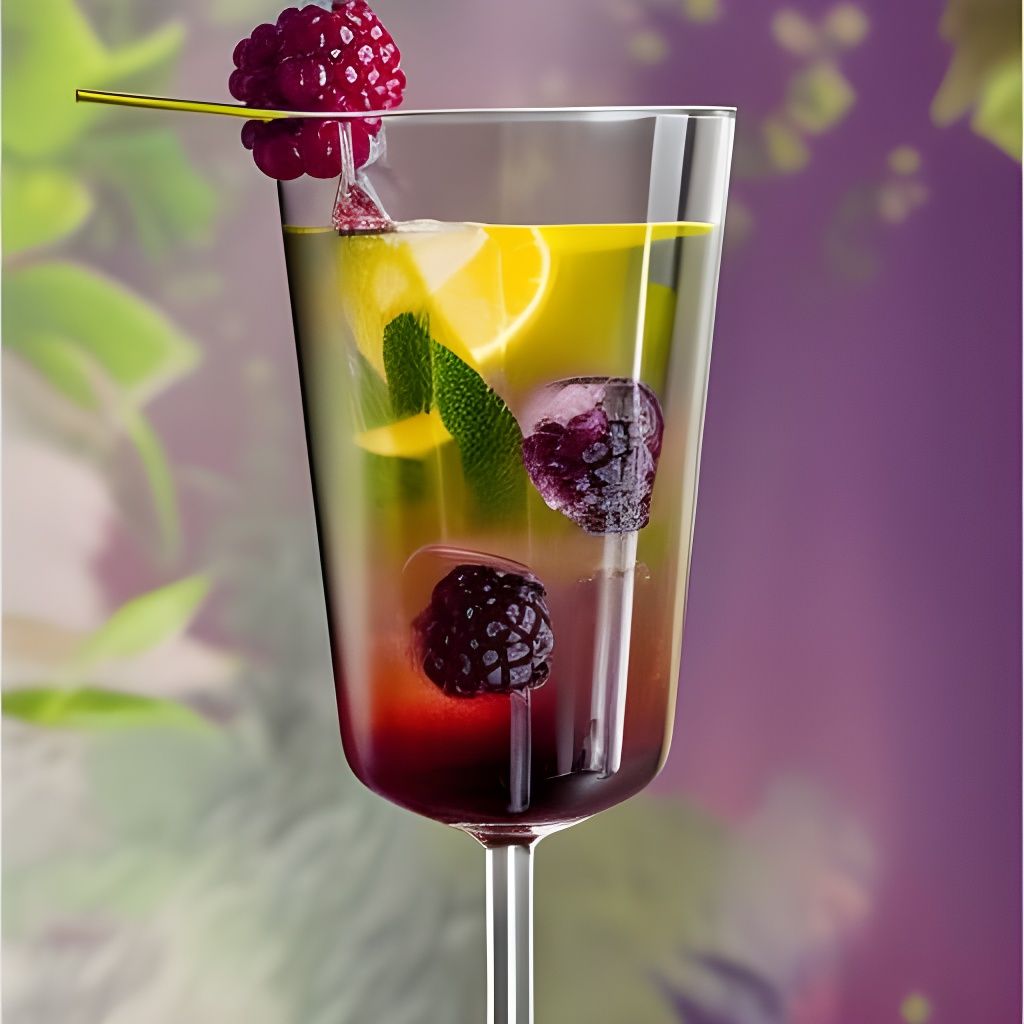 Blackberry Collins Cocktail in Pointillist Style