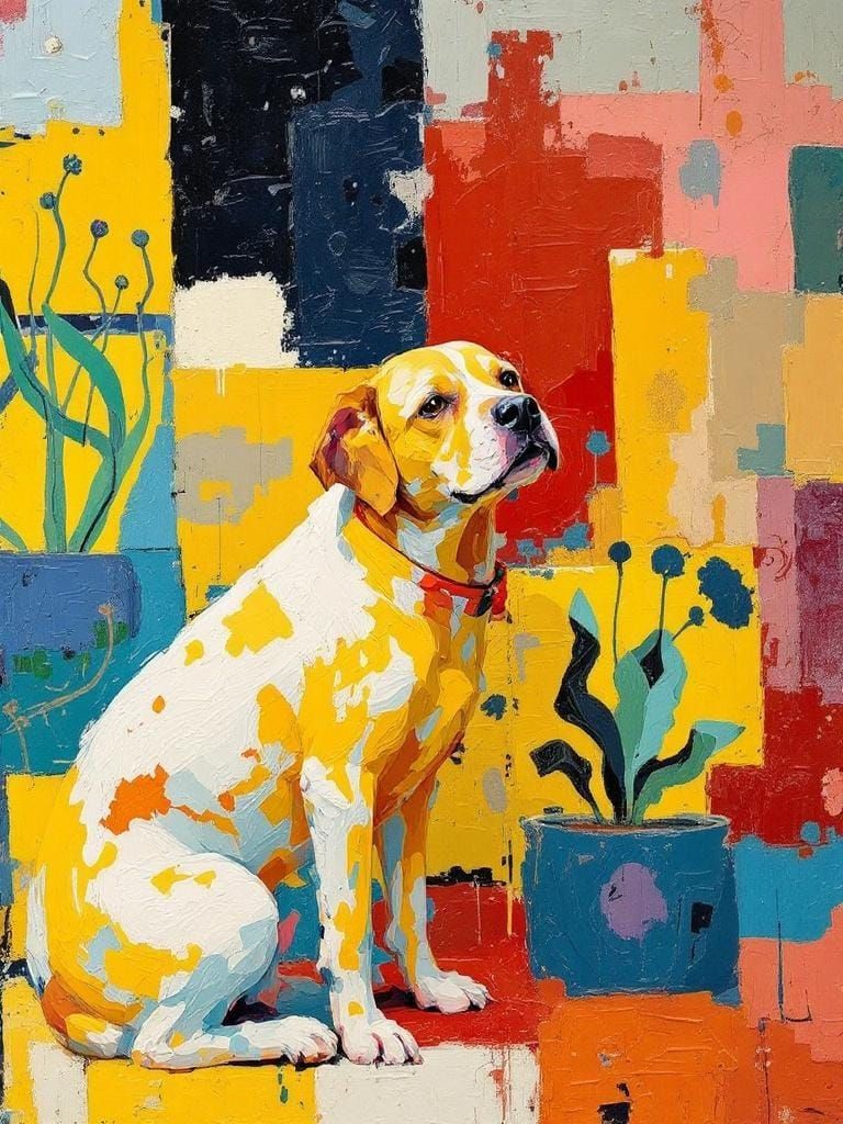 Dog in Sun: Impasto Painting with Magical Realism