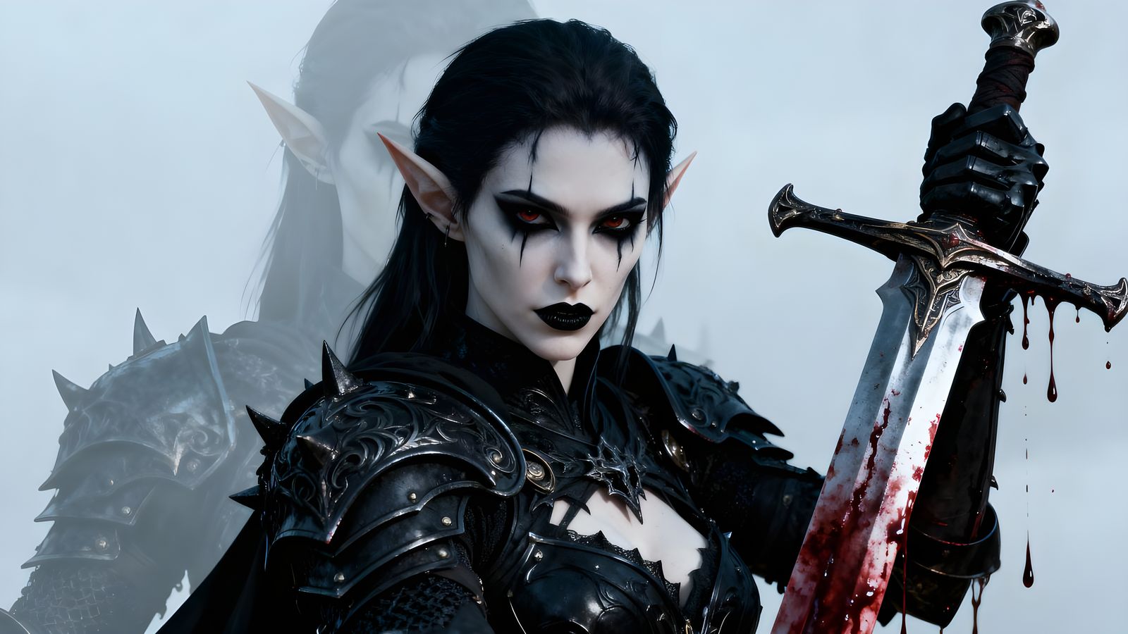 Gothic Warrior with Sword and Blood Drops