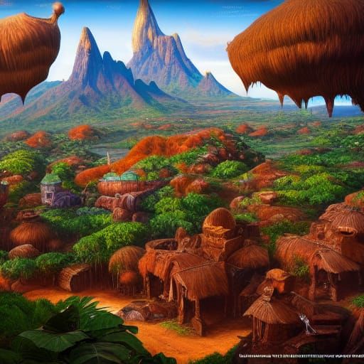 Detailed Matte Painting of Madagascar in Deep Color