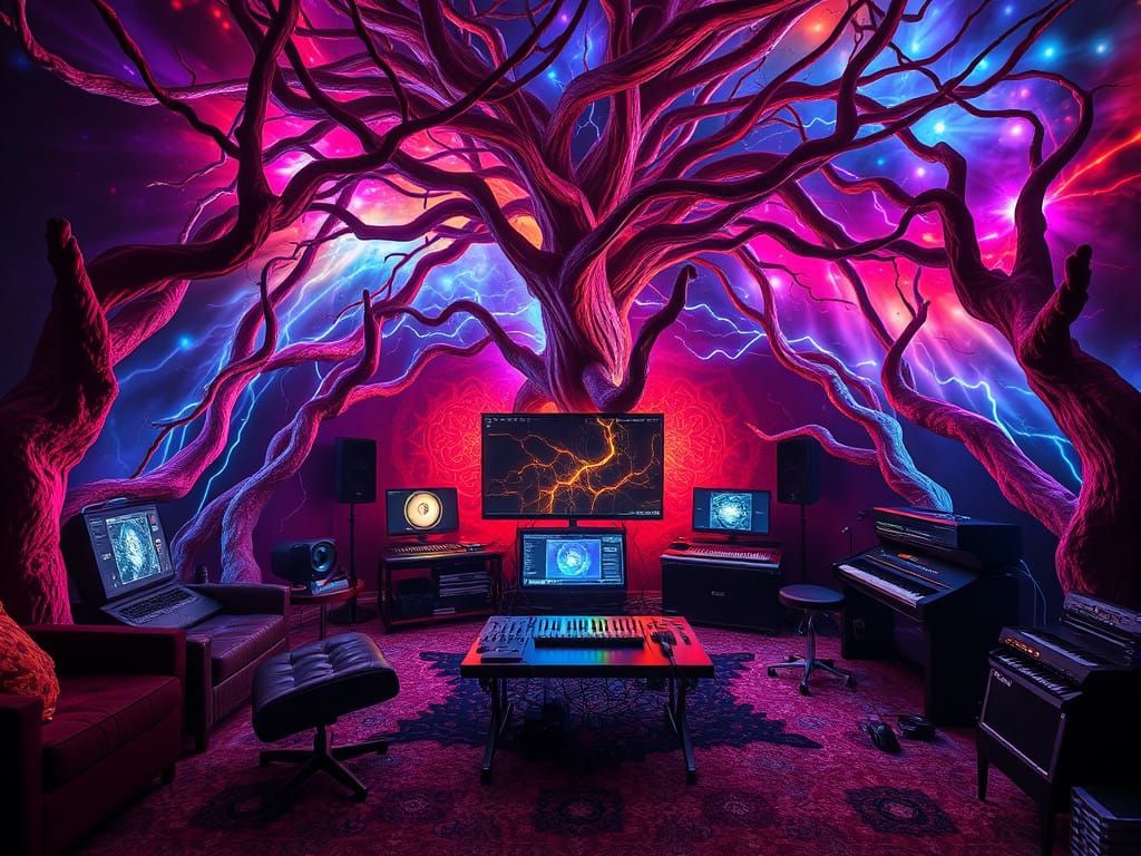 Surreal Situation Room in Dendritic Futurism