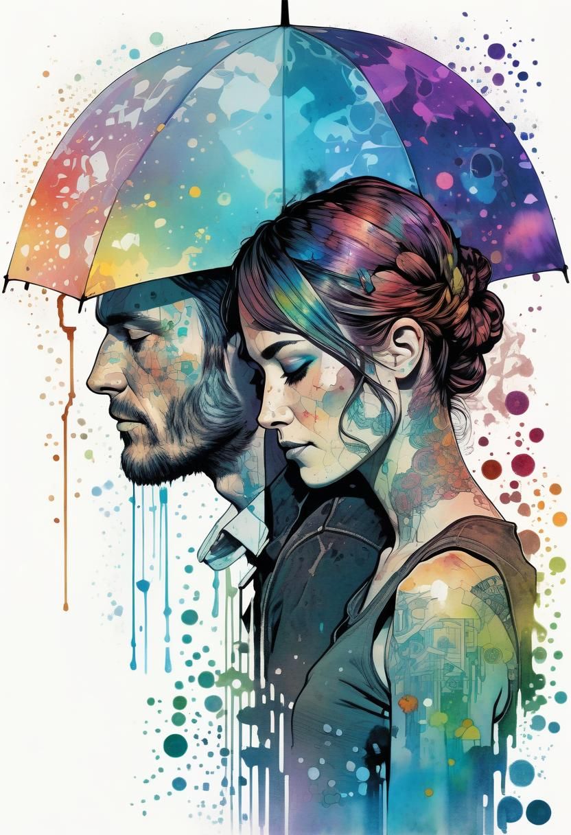Lovers Portrait in Comic Book Art Style