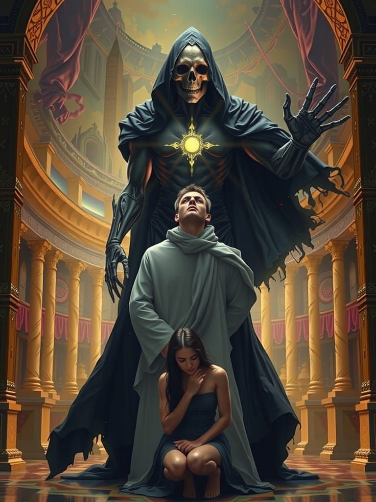 Gothic Priest in Mystical Temple