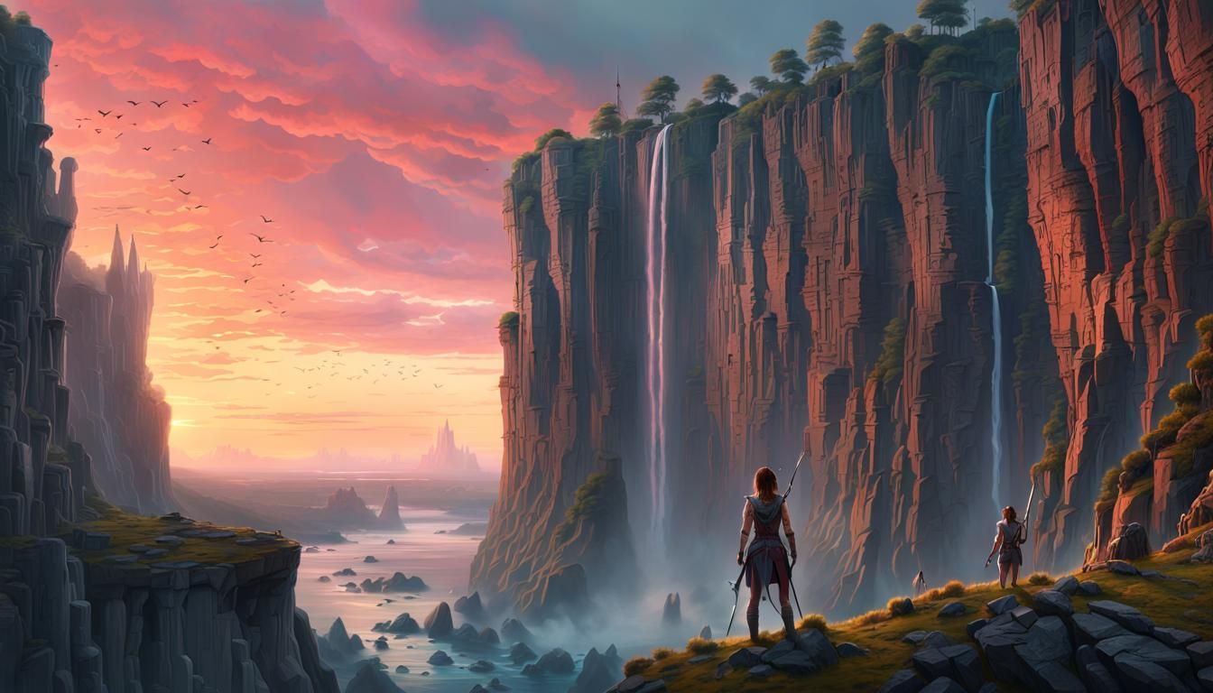 Female Warrior at Sunset: Digital Matte Painting