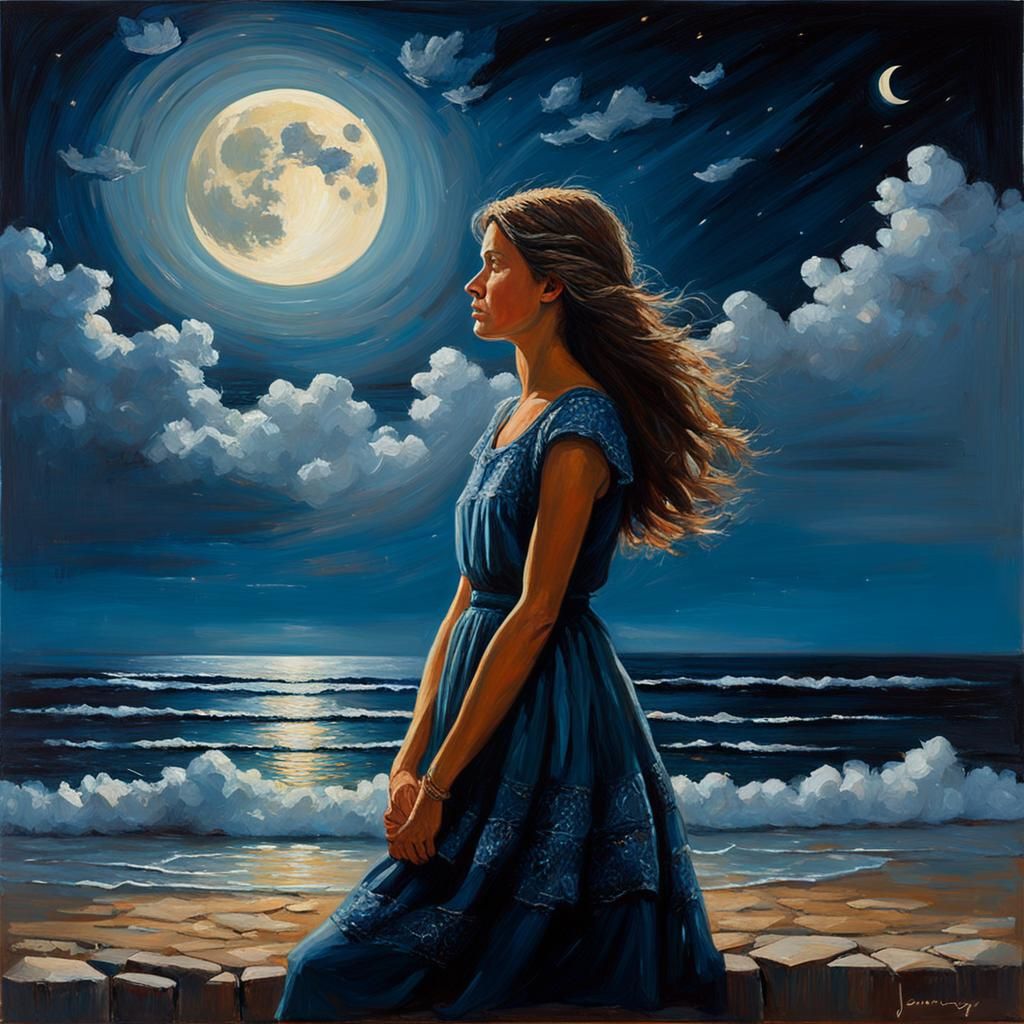 Dreamlike Day and Night Oil Painting