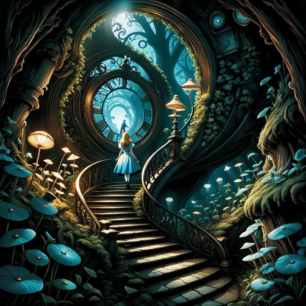 Alice in Wonderland: Comic Book Art Rabbit Hole