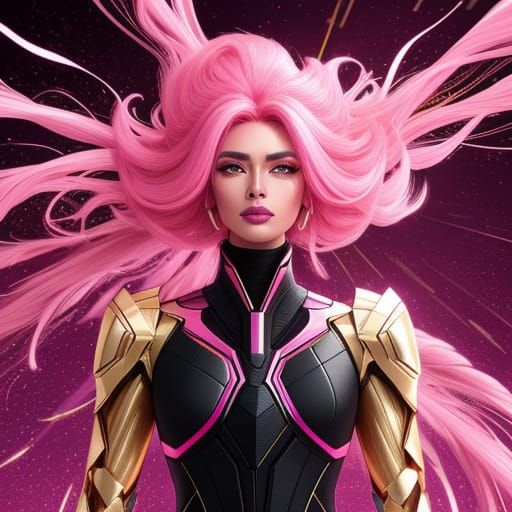 Surreal Futuristic Beauty in Pink and Gold