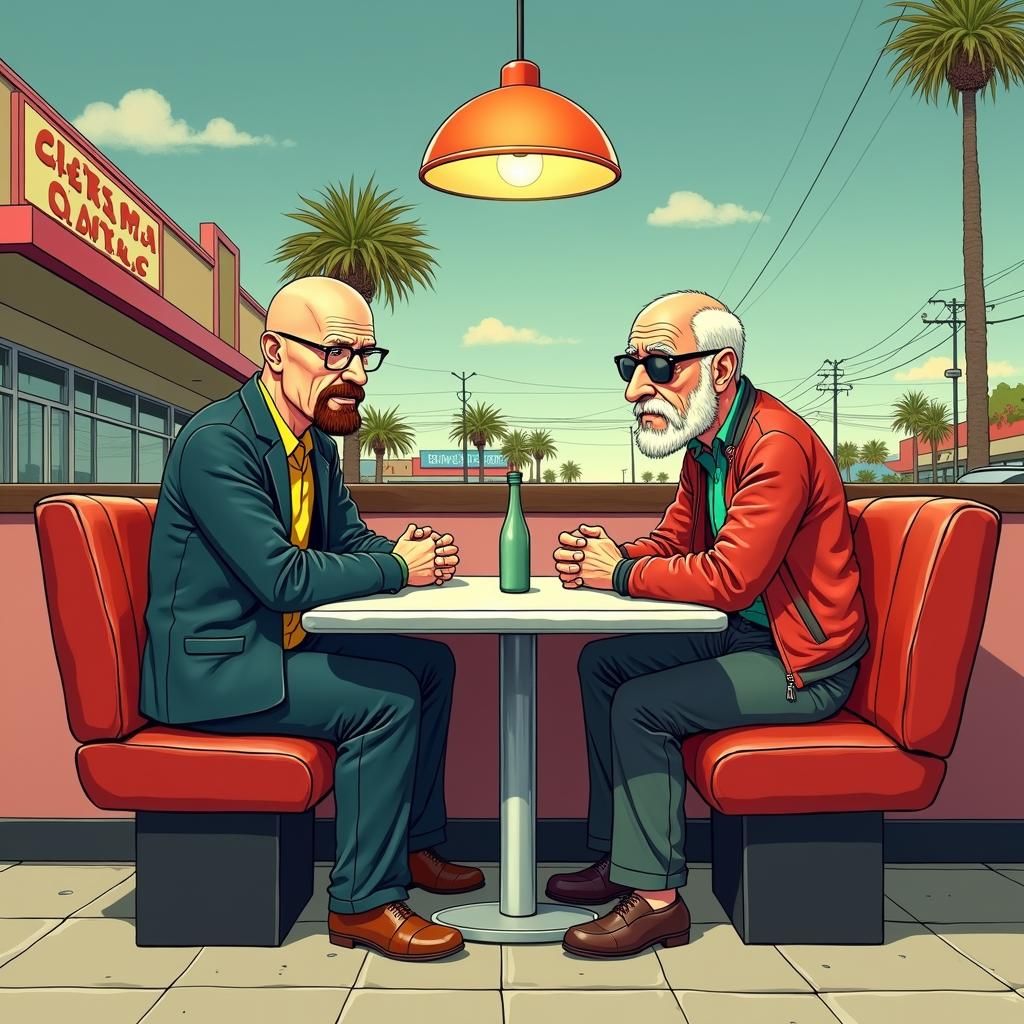 Walter White and Larry David at the Diner