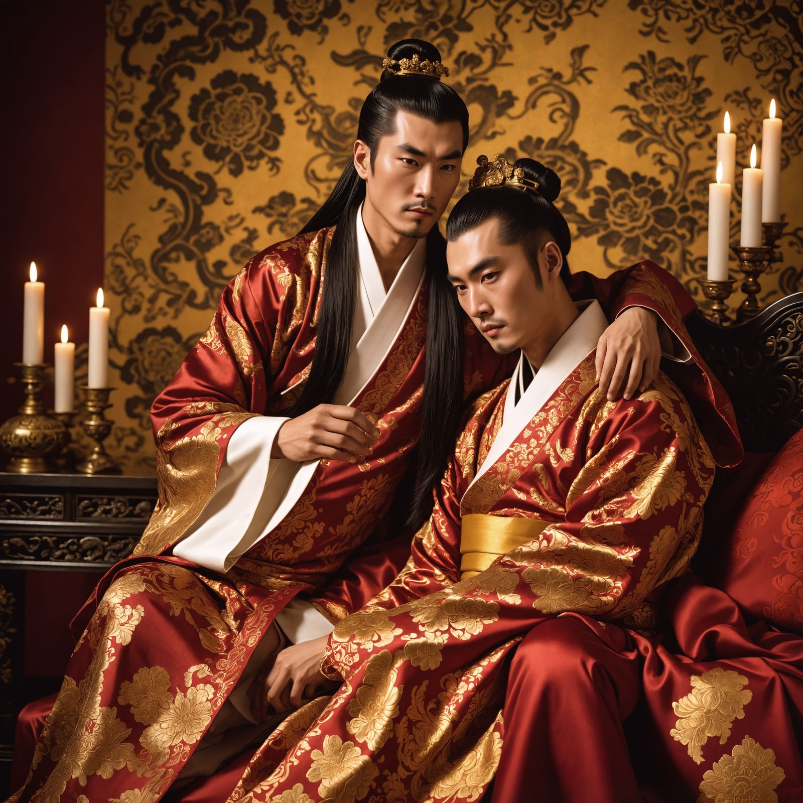 Emperor Ai and Dong Xian: A Candlelit Scene