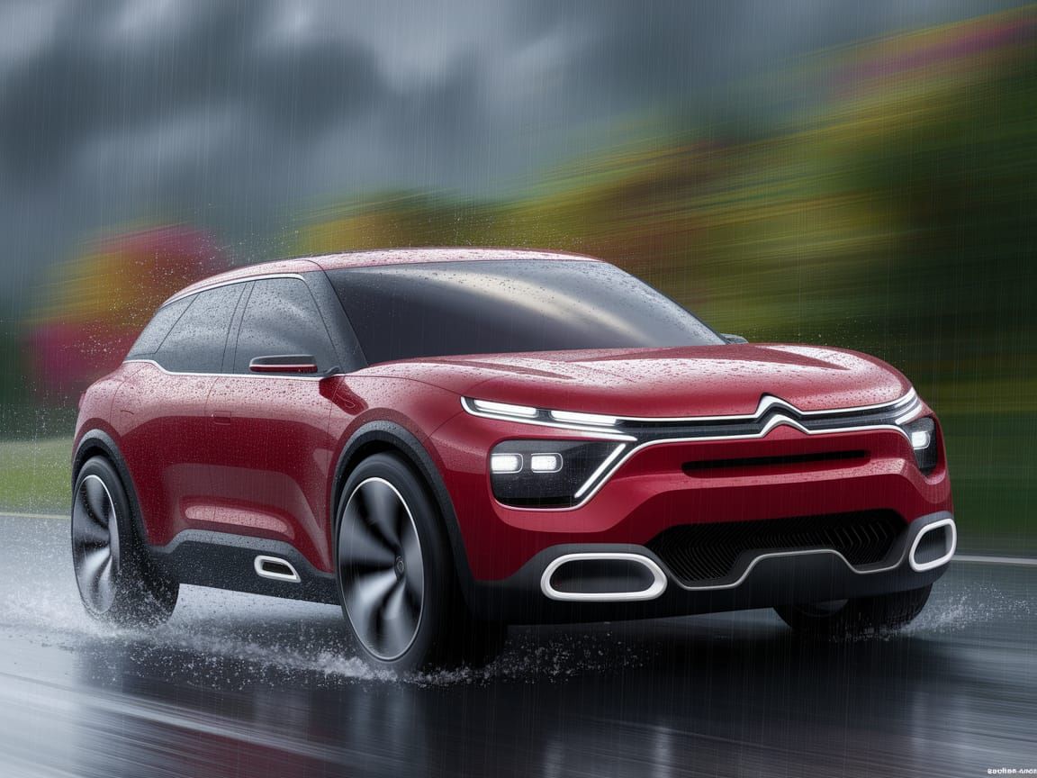 Sleek Red Citroën Concept Car Drives Through Misty Scottish ...