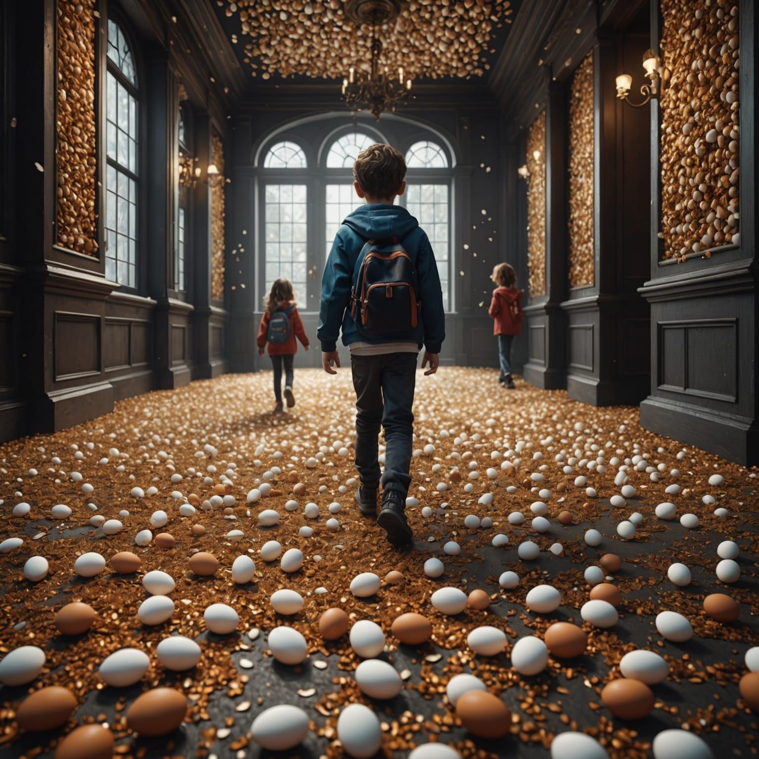 Children Walk on Eggshells: Detailed Matte Painting