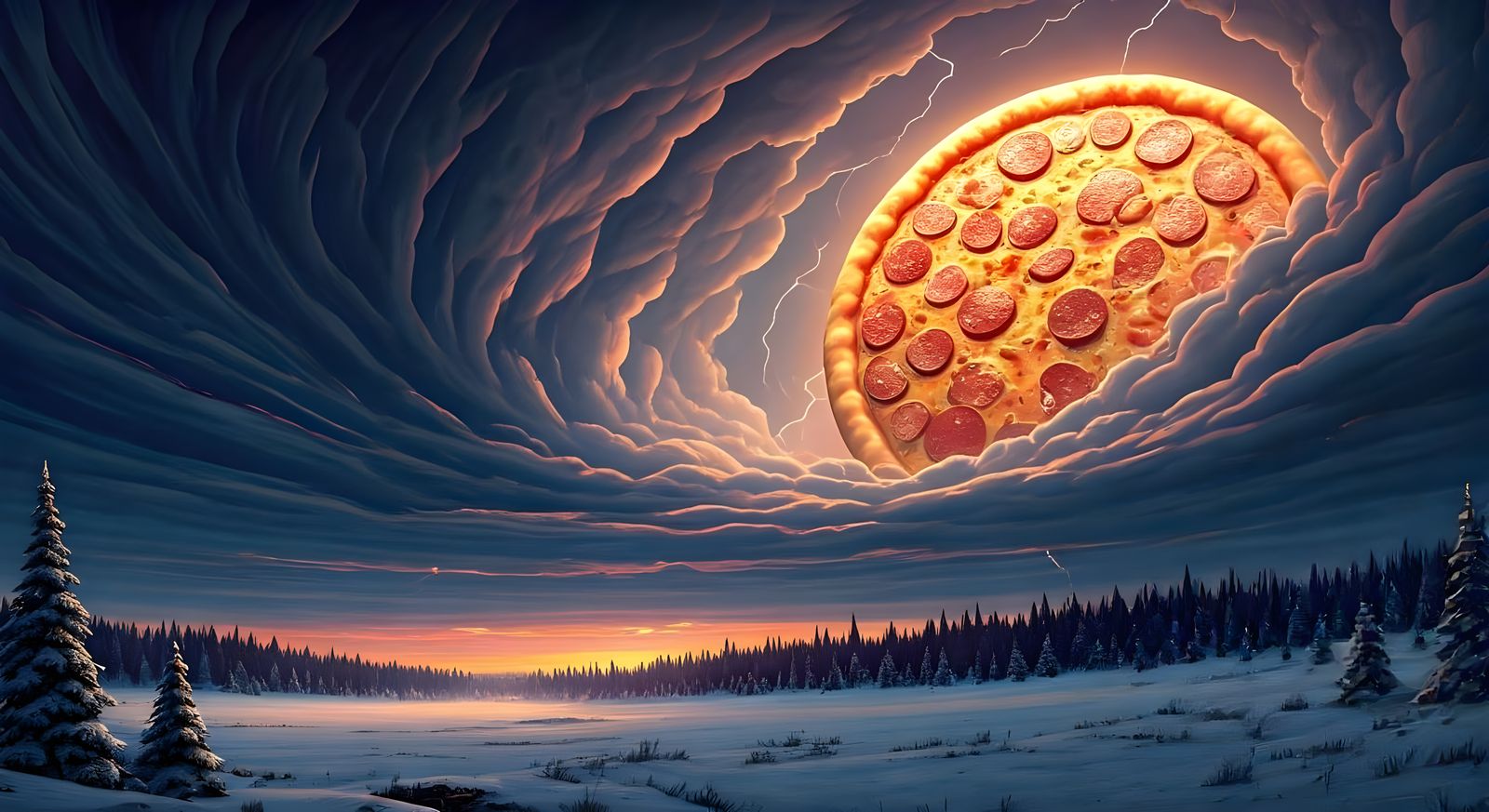 Alien Pizza Spaceship Emerges from Supermassive Thunderstorm