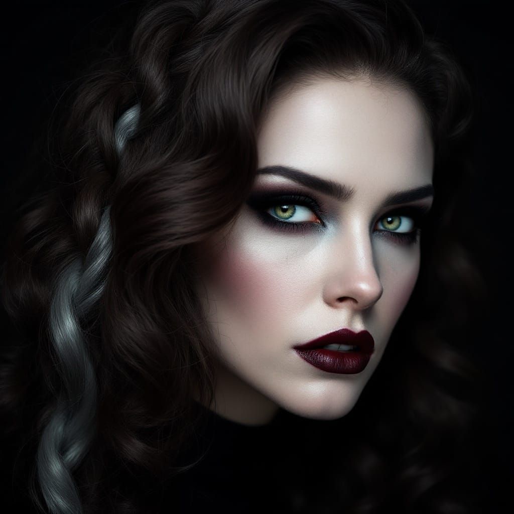 Ethereal, High-Contrast Portrait of a Woman in Gothic Style