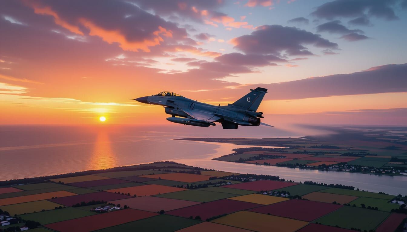 F111 E Jet Over Skåne at Dusk