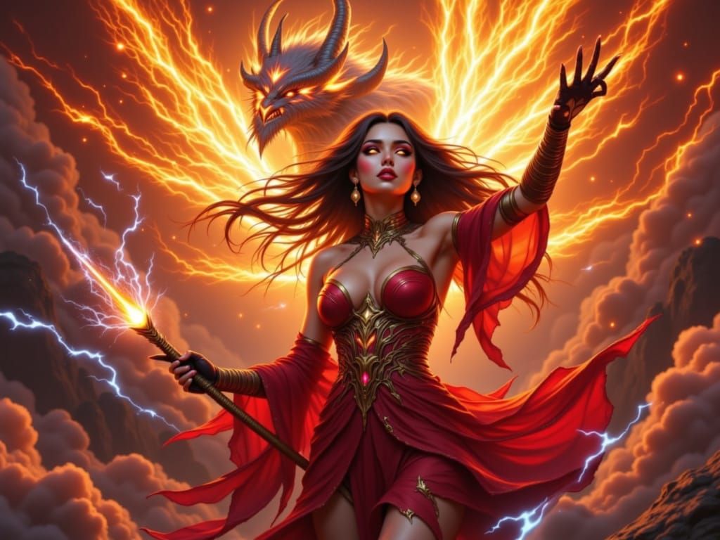 A sorceresses she glows brightly  the very air crackles with...