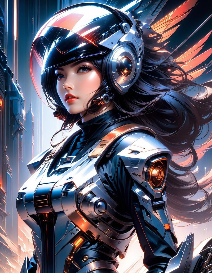 Anime Mecha Pilot in Cel-Shaded Style