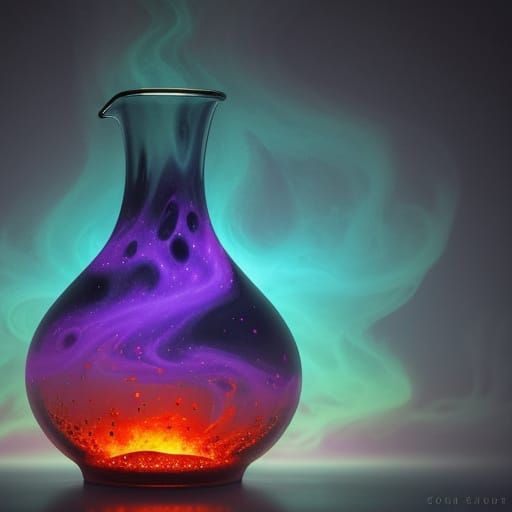 Surreal Lava Lamp with Swirling Aura