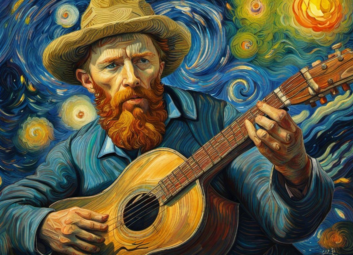 Van Gogh tocando la guitarra.