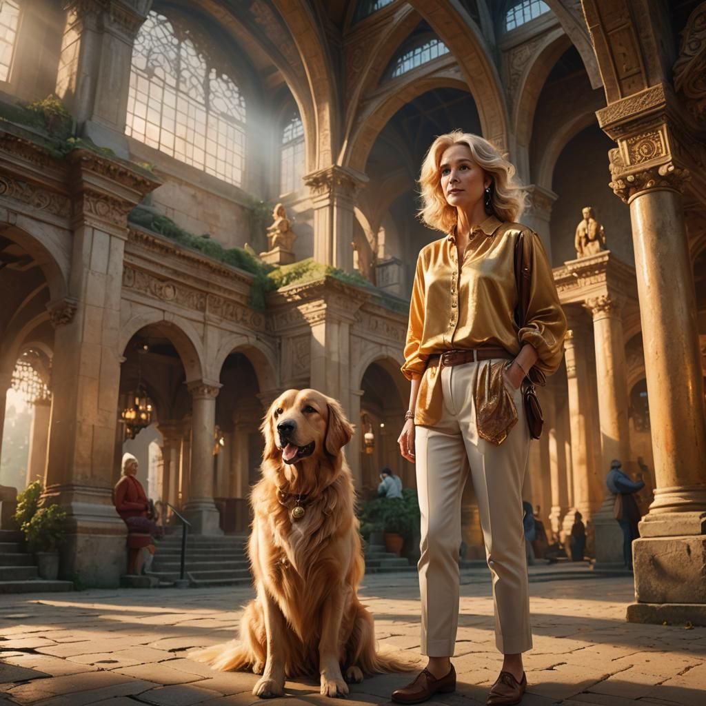 Mystical Train Station Scene in Art Deco Style