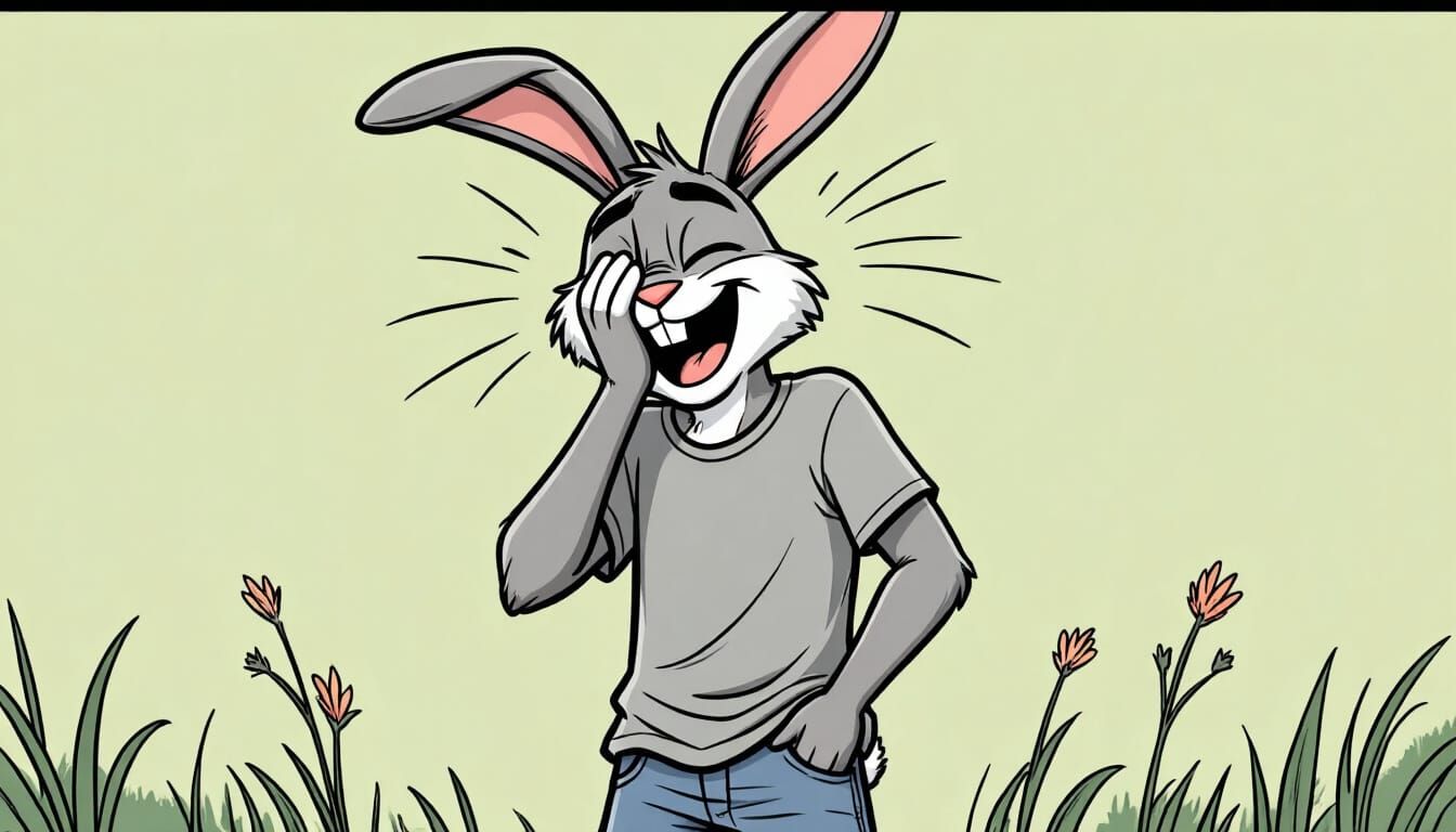 Laughing Bunny in 90s Indie Comic Style