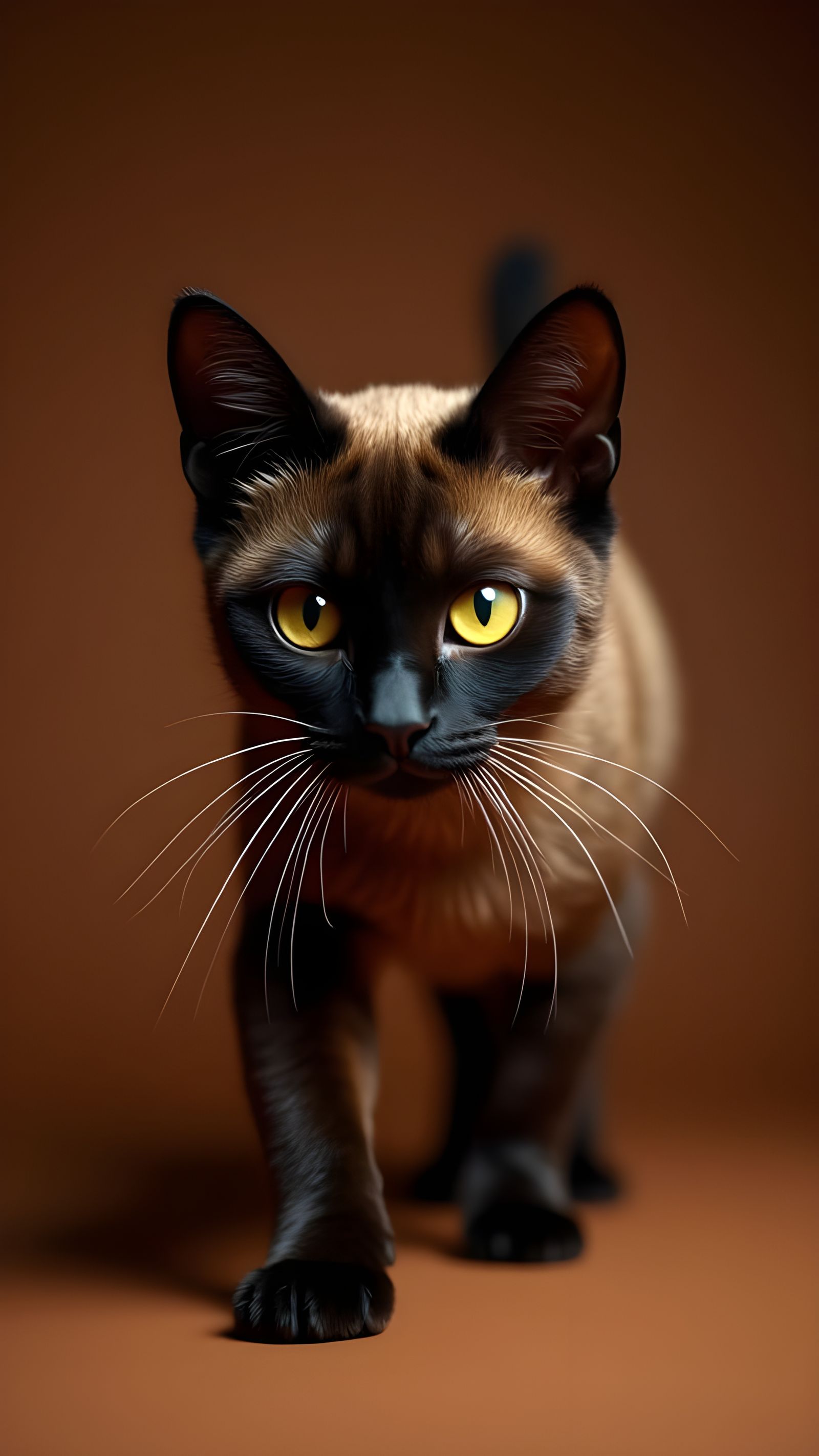 Intense Burmese Cat Stalking In Photorealistic Style