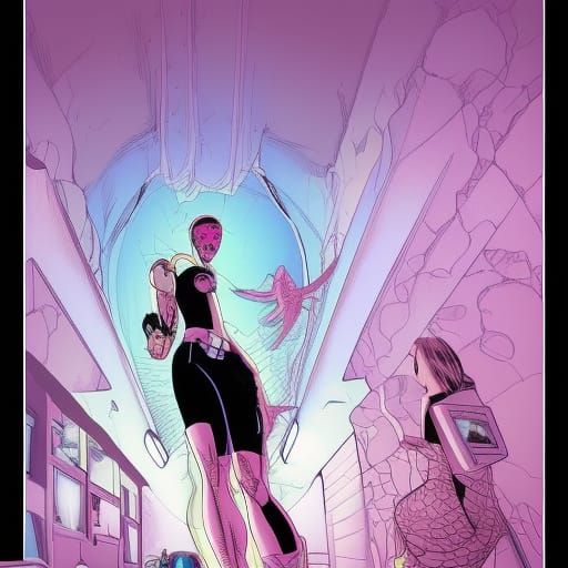 Pink Mutant Academy in Comic Book Style