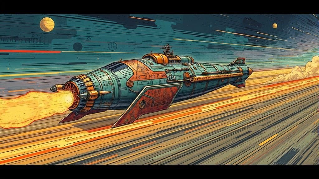 Cyberpunk Dreamcar Plunges Through Surrealist Landscape