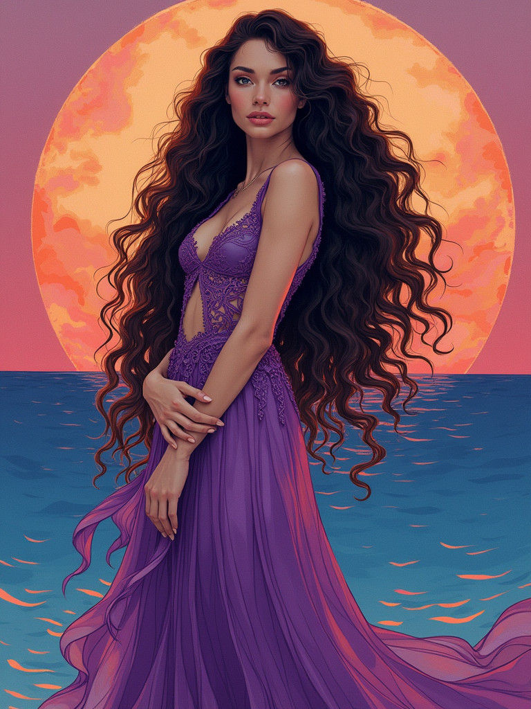 Elegant Woman in Art Nouveau Style