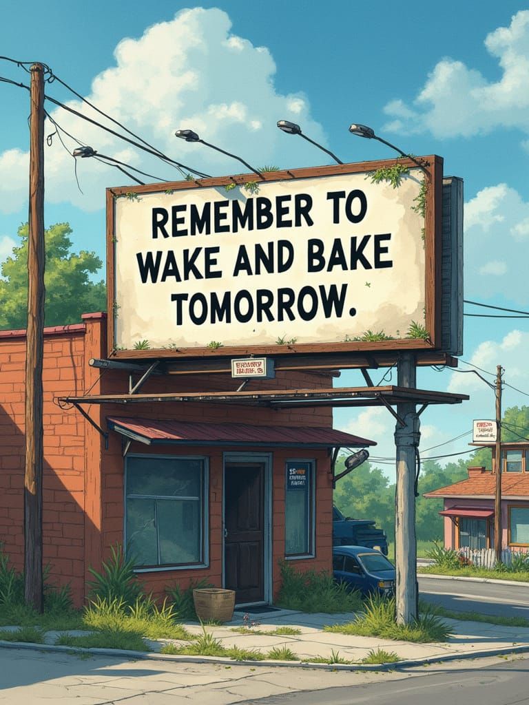 Vibrant Watercolor Billboard in a Gritty Urban Landscape