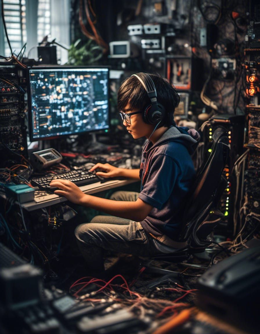 Asian Boy Streaming Game Live in Hyperrealistic Style