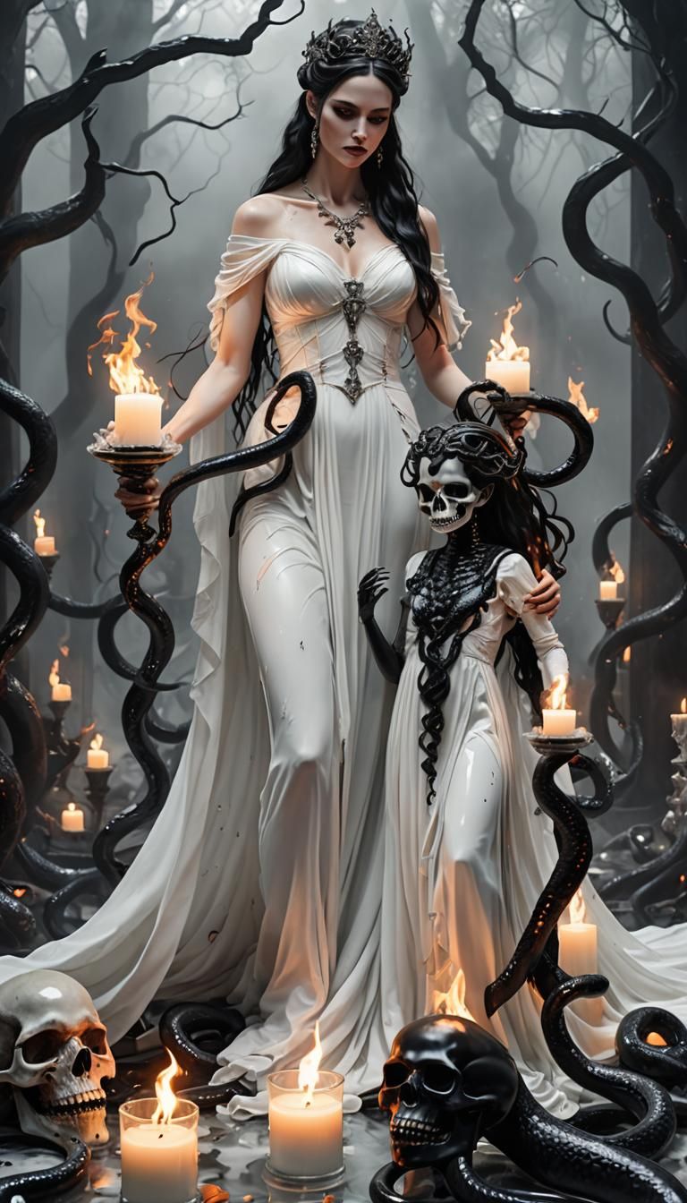 Crystal Goddess Sisters Playing with Glass Flames