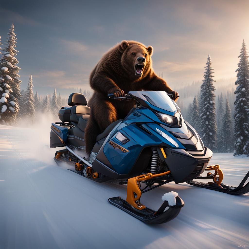 Buffalo on Snowmobile Races from Bears