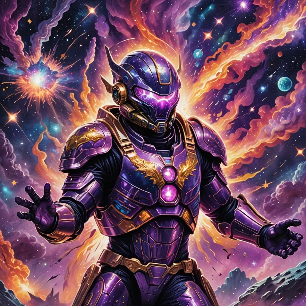 Cosmic Super Soldier Versus Alien in Vibrant Style