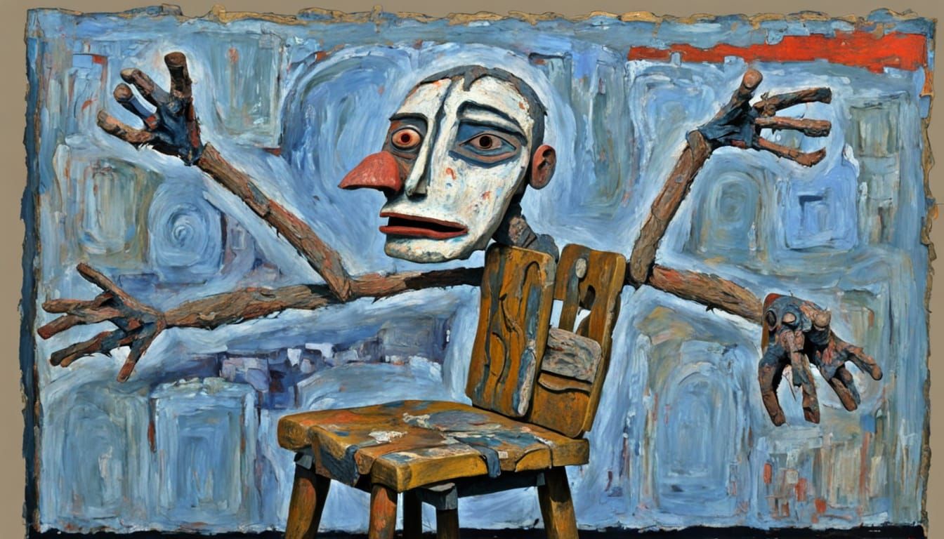 Expressive Figure in Art Brut Style with Impasto Textures