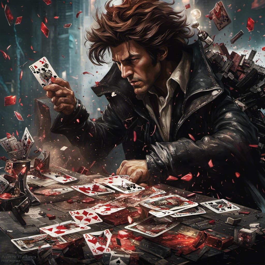 Gambit Throws Explosive Cards: Anime-Inspired Mixed Media
