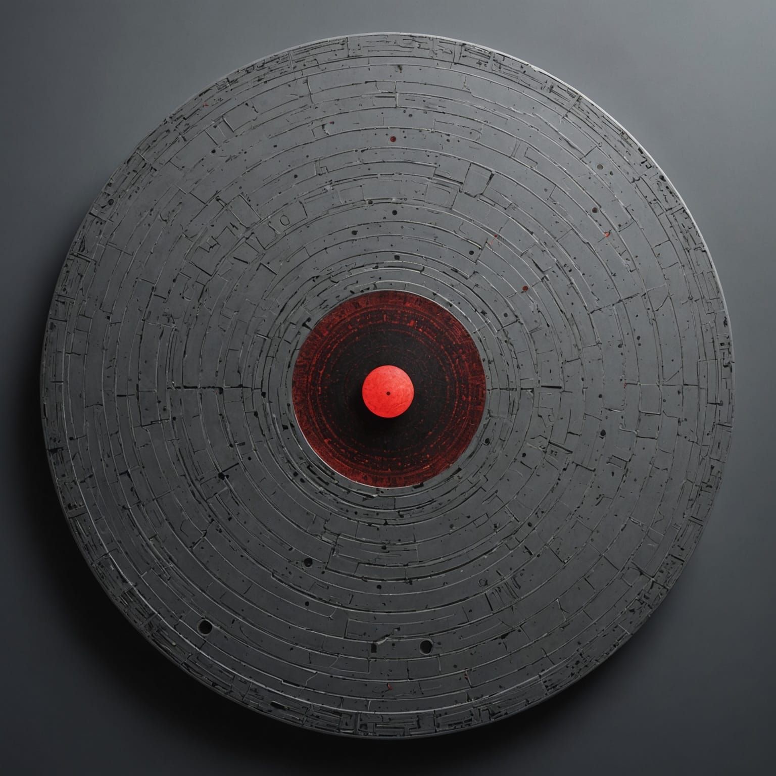 Abstract Gray Mass with Red Dot, Photographic Style