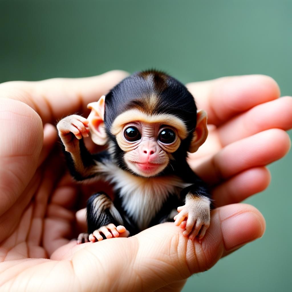 Adorable Finger Monkey on a Hand
