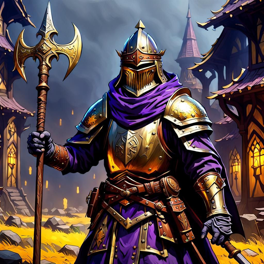 Medieval Halberdier Concept Art in Dark Fantasy Style